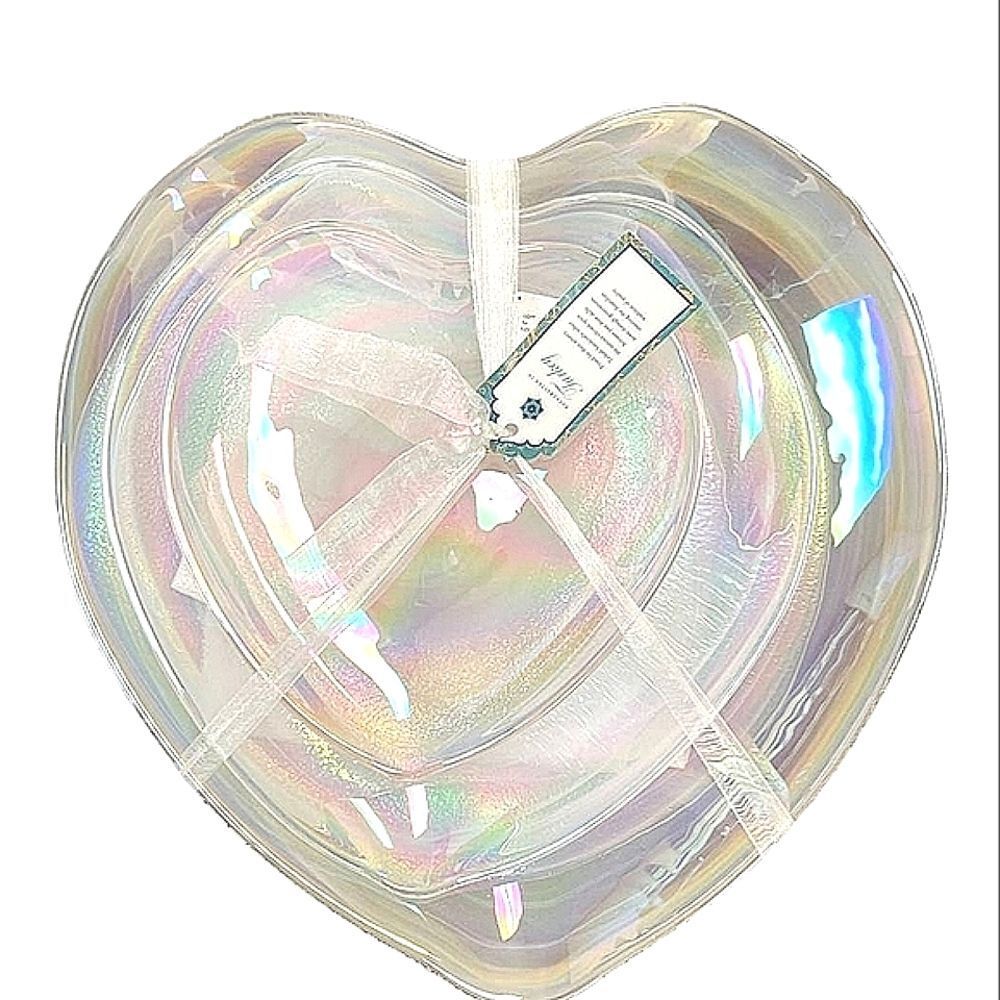 Made In Turkey Iridescent Heart-Shaped Decorative Plates- Set of 3